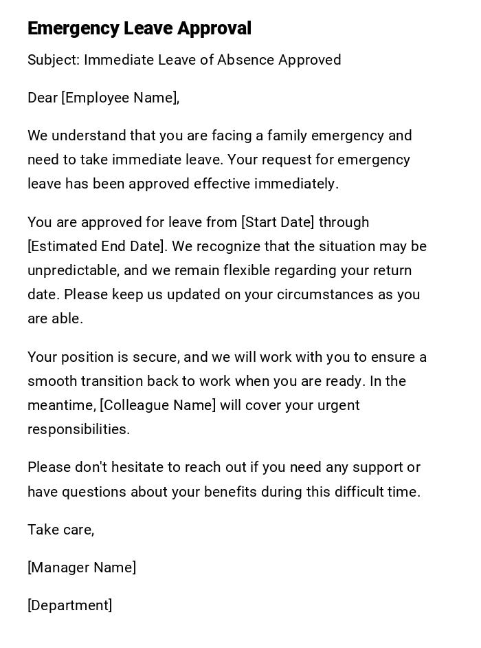 Emergency Leave Approval Emergency Leave Approval