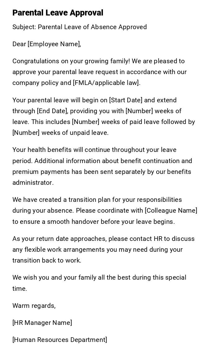 Parental Leave Approval Parental Leave Approval