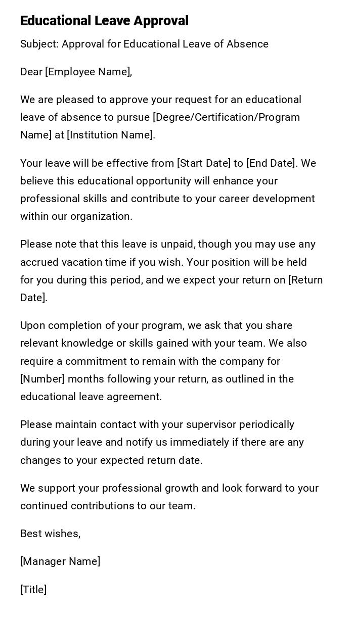 Educational Leave Approval Educational Leave Approval