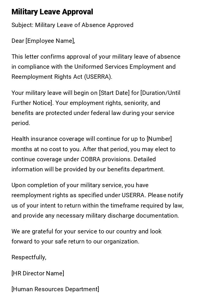 Military Leave Approval Military Leave Approval