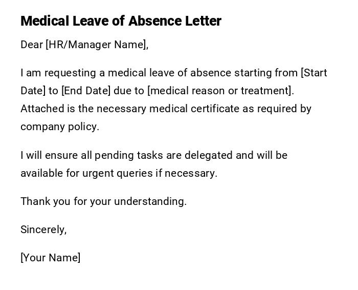 Medical Leave of Absence Letter Medical Leave of Absence Letter