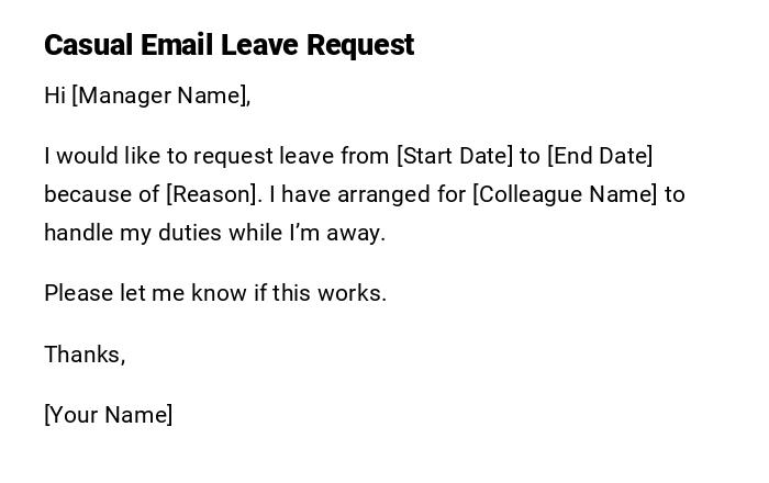 Casual Email Leave Request Casual Email Leave Request