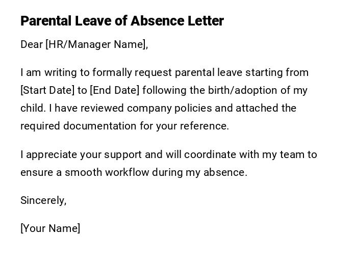 Parental Leave of Absence Letter Parental Leave of Absence Letter