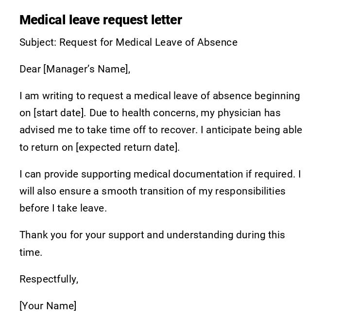 Medical leave request letter Medical leave request letter
