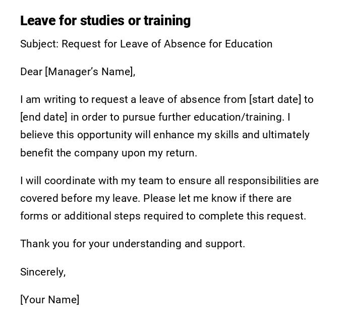 Leave for studies or training Leave for studies or training