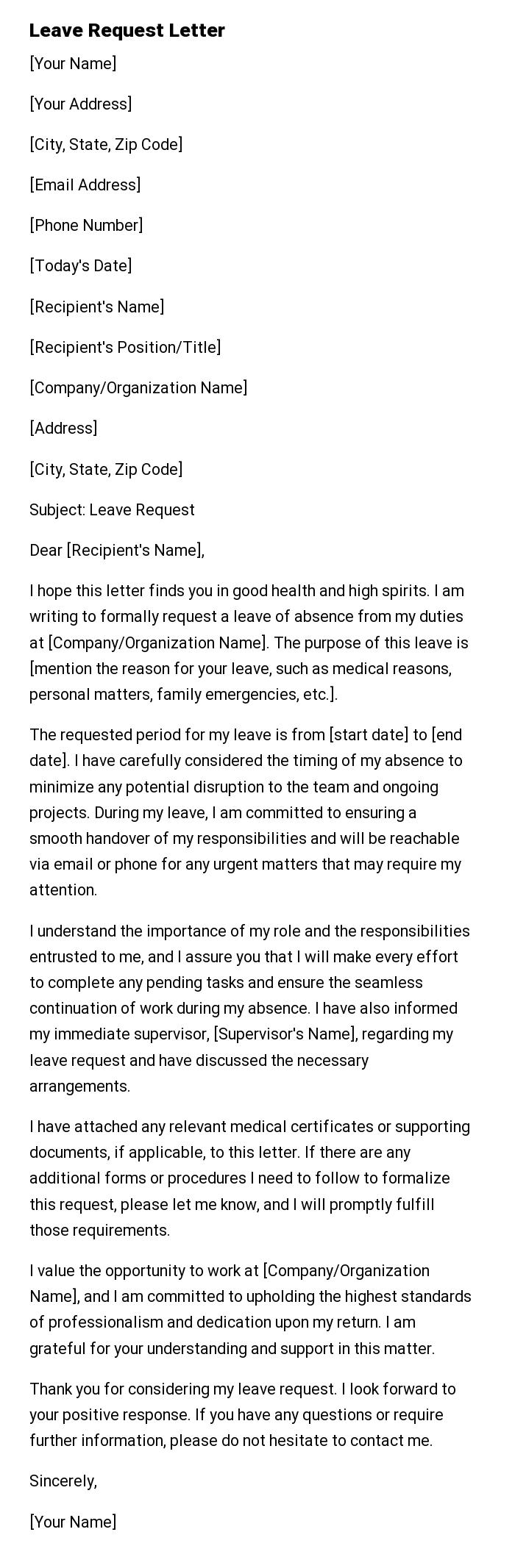 Leave Request Letter