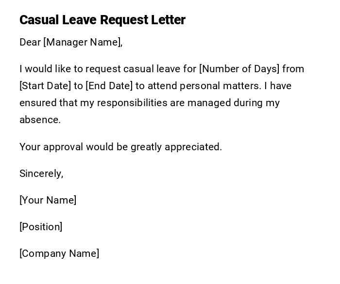 Casual Leave Request Letter Casual Leave Request Letter