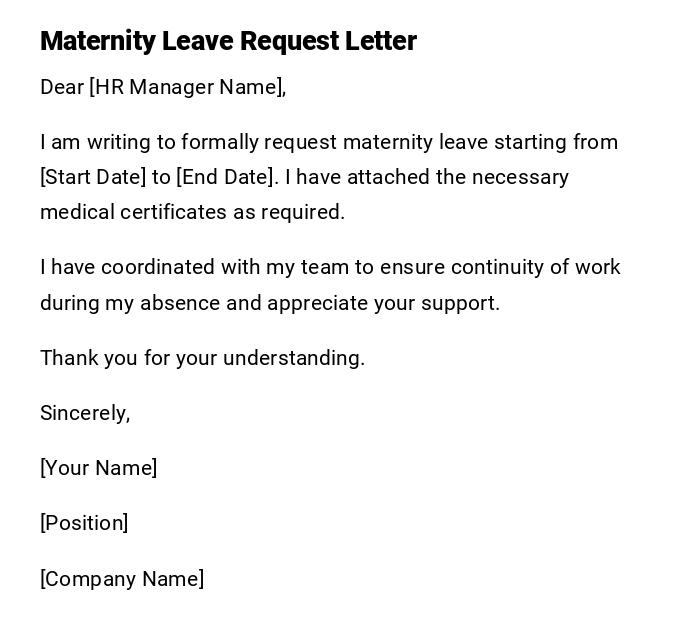Maternity Leave Request Letter Maternity Leave Request Letter