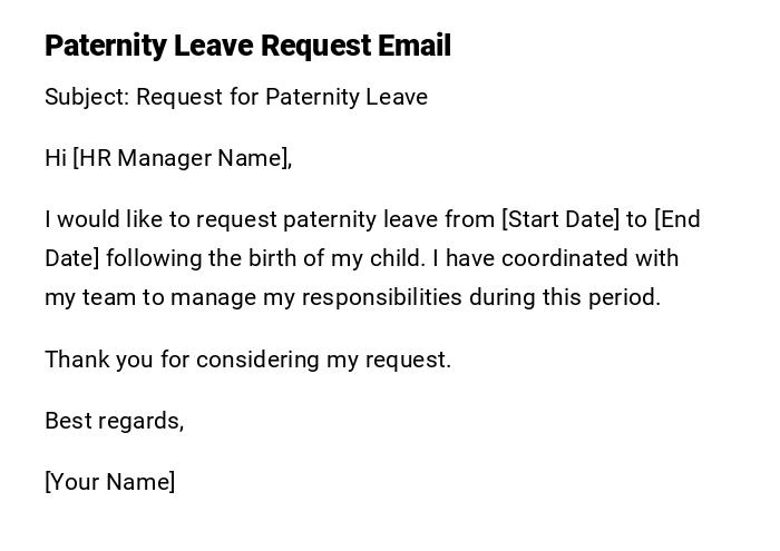Paternity Leave Request Email Paternity Leave Request Email