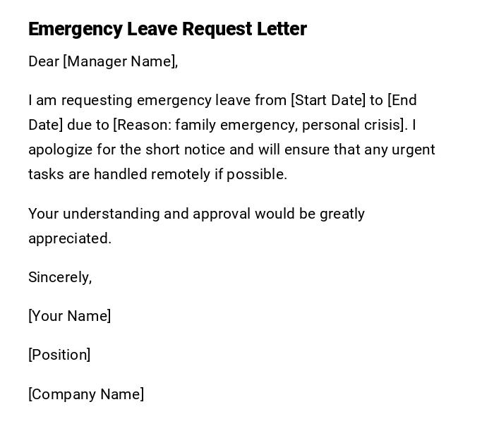 Emergency Leave Request Letter Emergency Leave Request Letter
