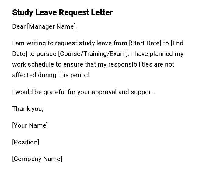 Study Leave Request Letter Study Leave Request Letter