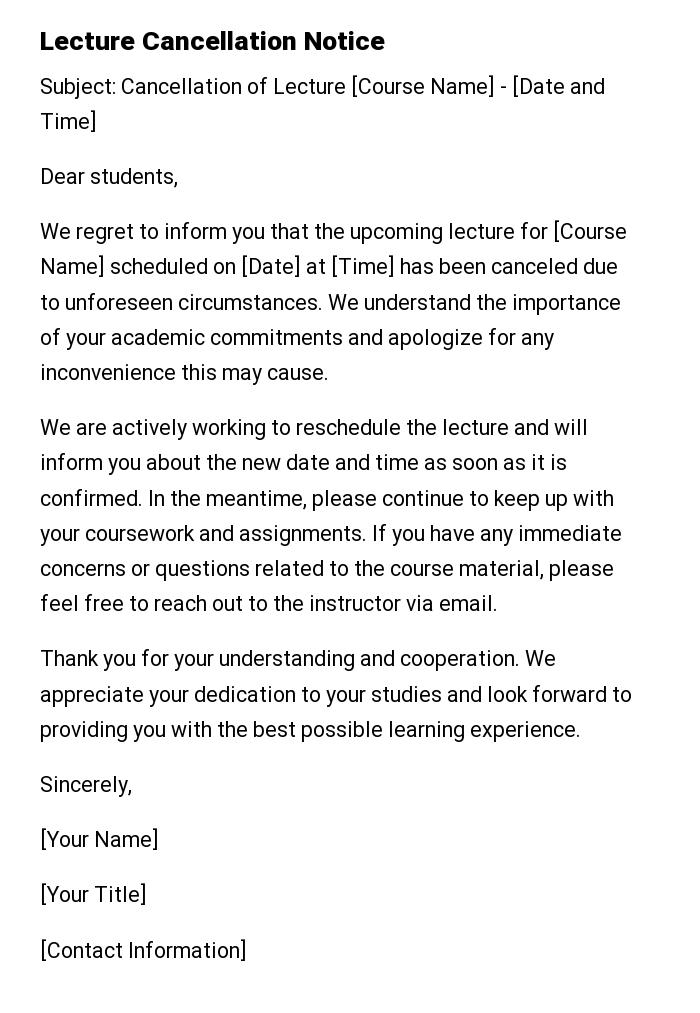 Lecture Cancellation Notice