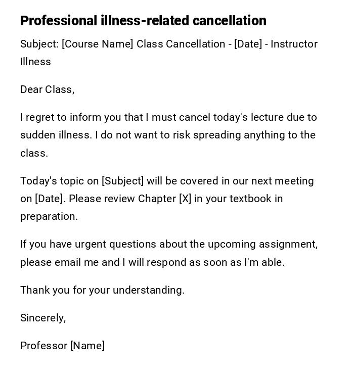 Professional illness-related cancellation Professional illness-related cancellation
