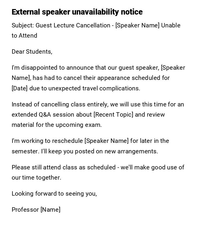External speaker unavailability notice External speaker unavailability notice