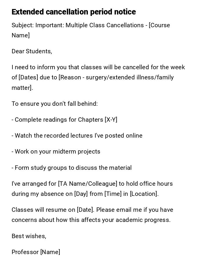 Extended cancellation period notice Extended cancellation period notice