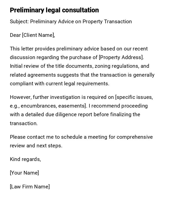 Preliminary legal consultation