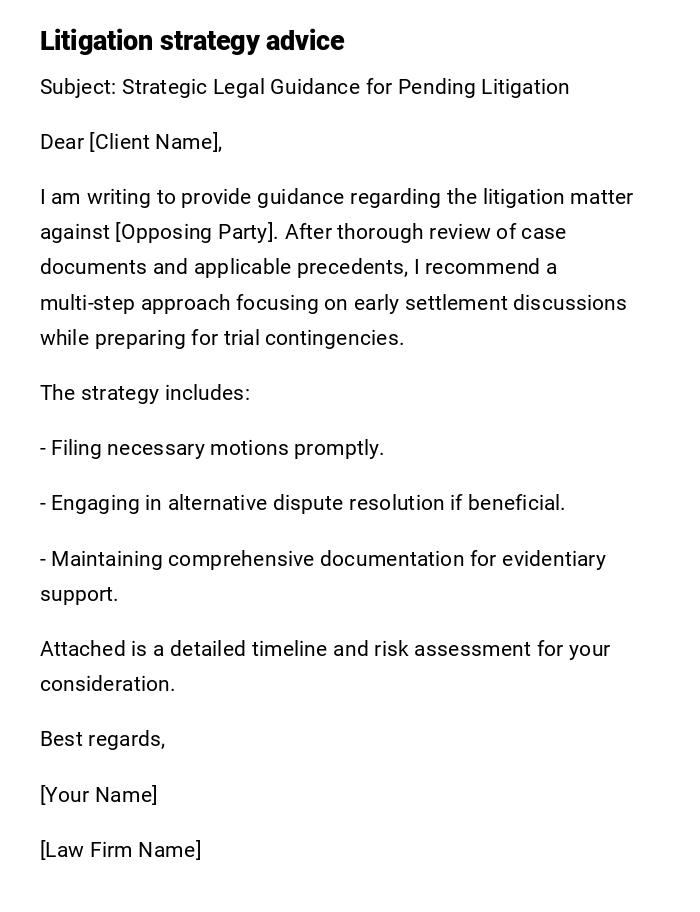 Litigation strategy advice