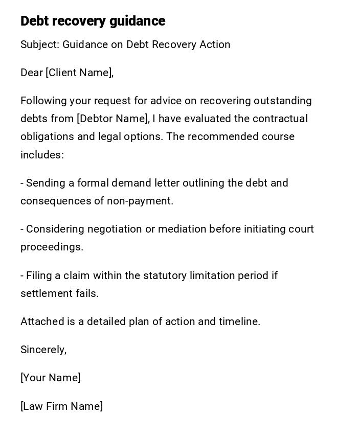 Debt recovery guidance