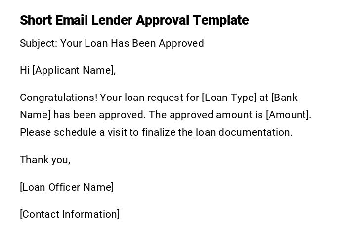 Short Email Lender Approval Template Short Email Lender Approval Template