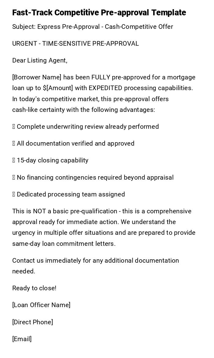 Fast-Track Competitive Pre-approval Template Fast-Track Competitive Pre-approval Template