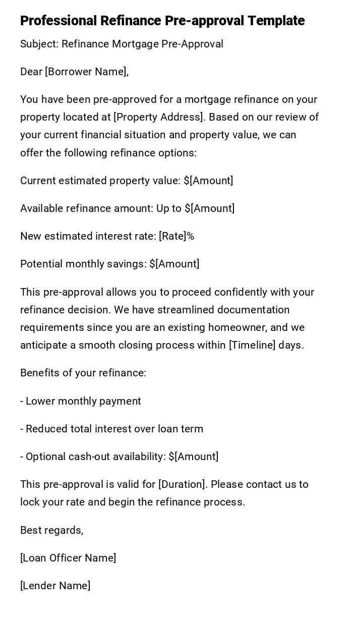 Professional Refinance Pre-approval Template Professional Refinance Pre-approval Template