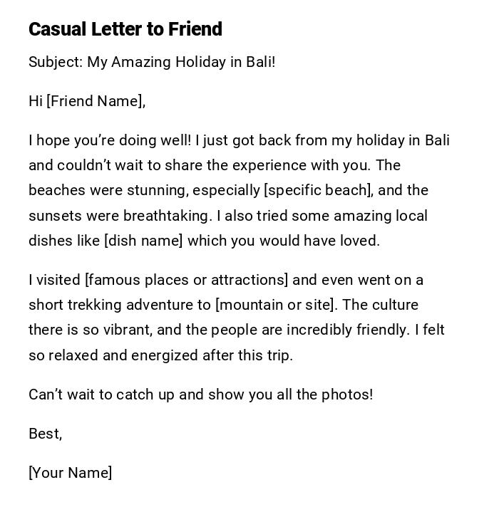 Casual Letter to Friend Casual Letter to Friend