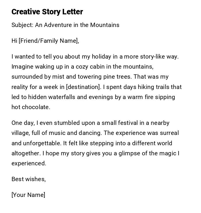 Creative Story Letter Creative Story Letter
