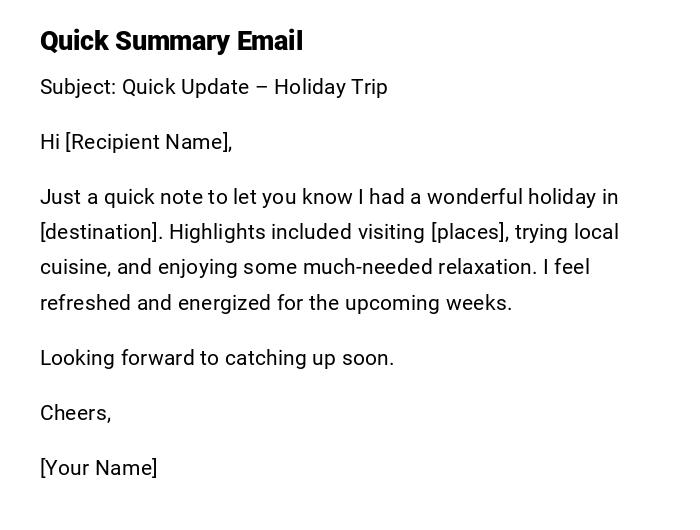 Quick Summary Email Quick Summary Email