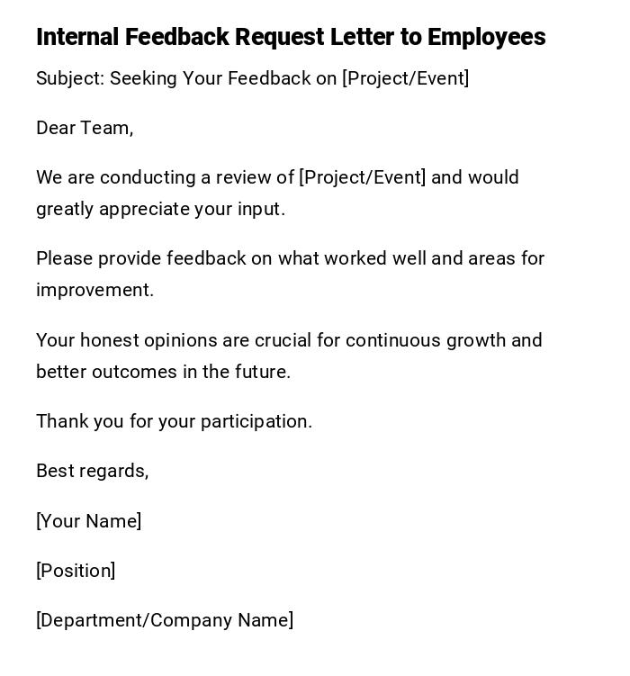 Internal Feedback Request Letter to Employees Internal Feedback Request Letter to Employees