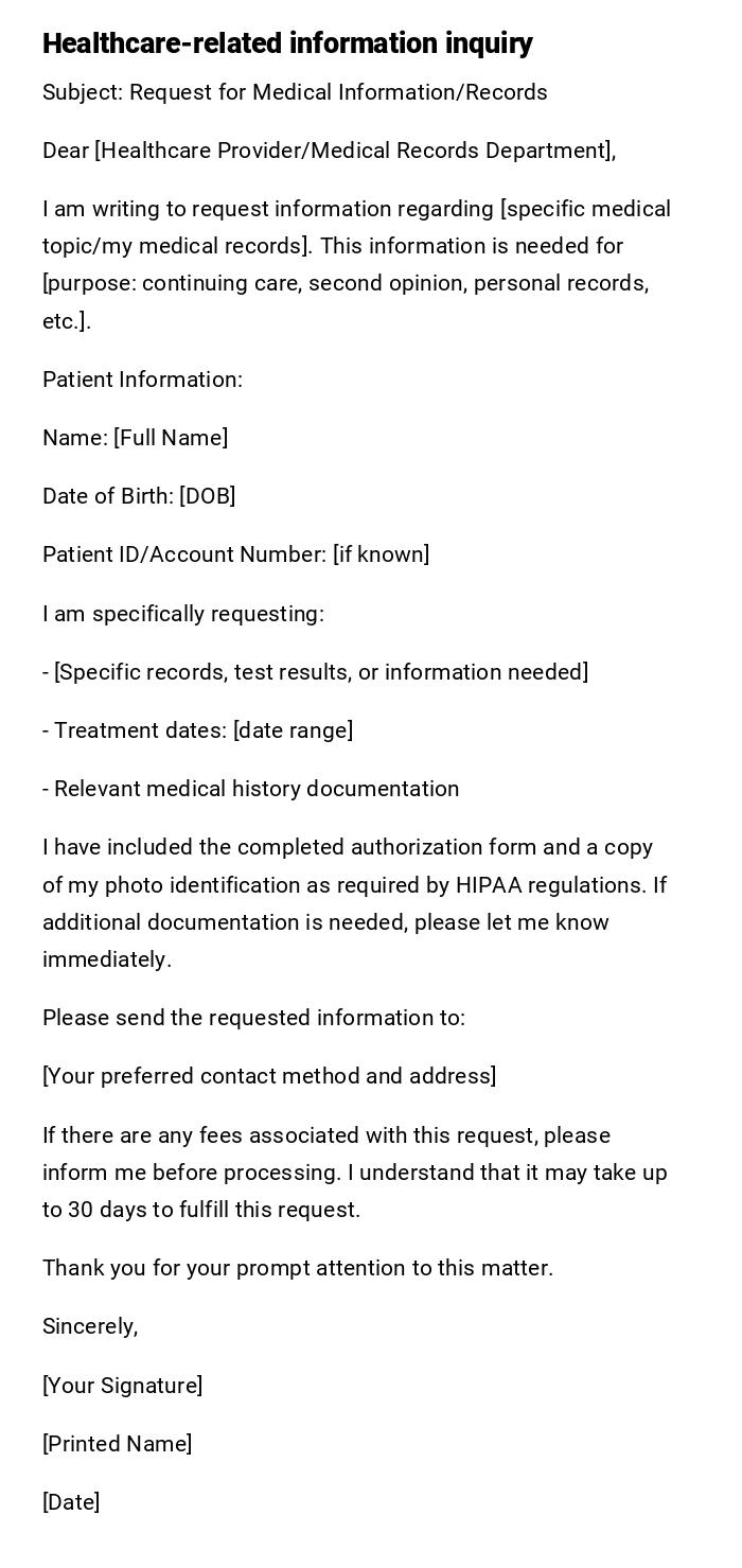 Healthcare-related information inquiry Healthcare-related information inquiry