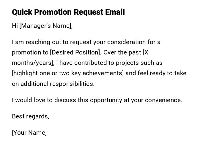 Quick Promotion Request Email Quick Promotion Request Email