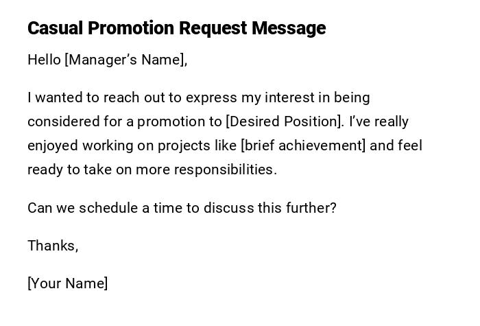 Casual Promotion Request Message Casual Promotion Request Message