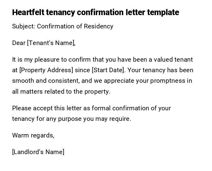 Heartfelt tenancy confirmation letter template Heartfelt tenancy confirmation letter template