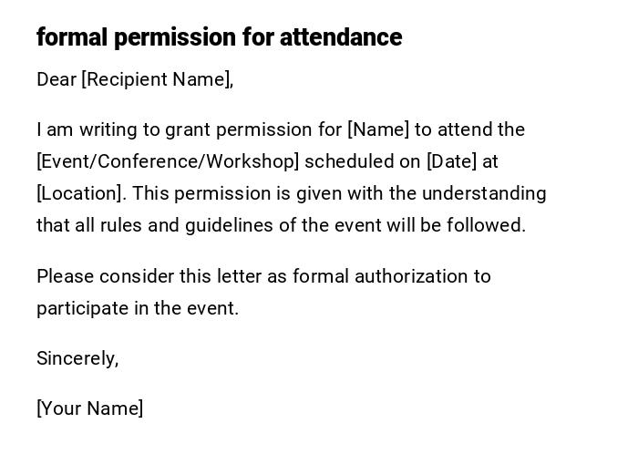formal permission for attendance formal permission for attendance