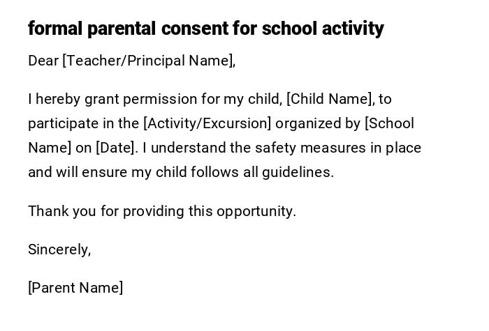formal parental consent for school activity formal parental consent for school activity