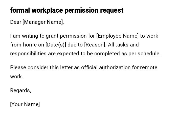 formal workplace permission request formal workplace permission request
