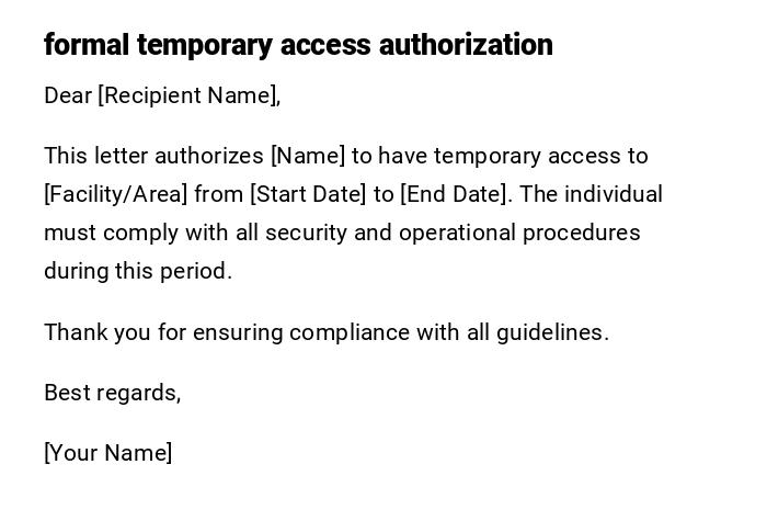 formal temporary access authorization formal temporary access authorization