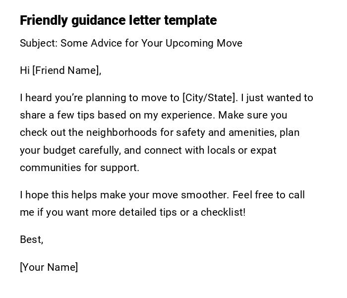 Friendly guidance letter template Friendly guidance letter template
