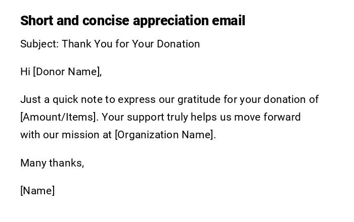 Short and concise appreciation email Short and concise appreciation email