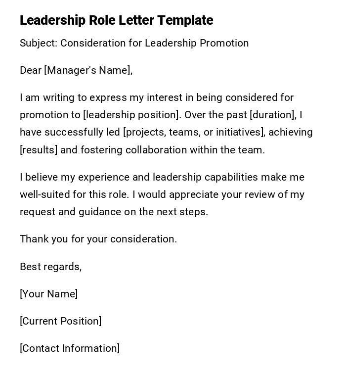 Leadership Role Letter Template Leadership Role Letter Template