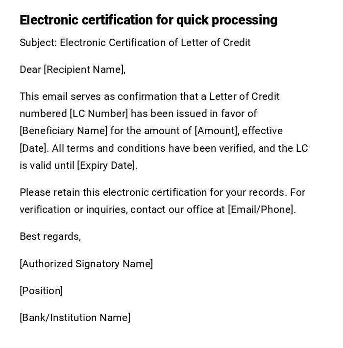 Electronic certification for quick processing Electronic certification for quick processing