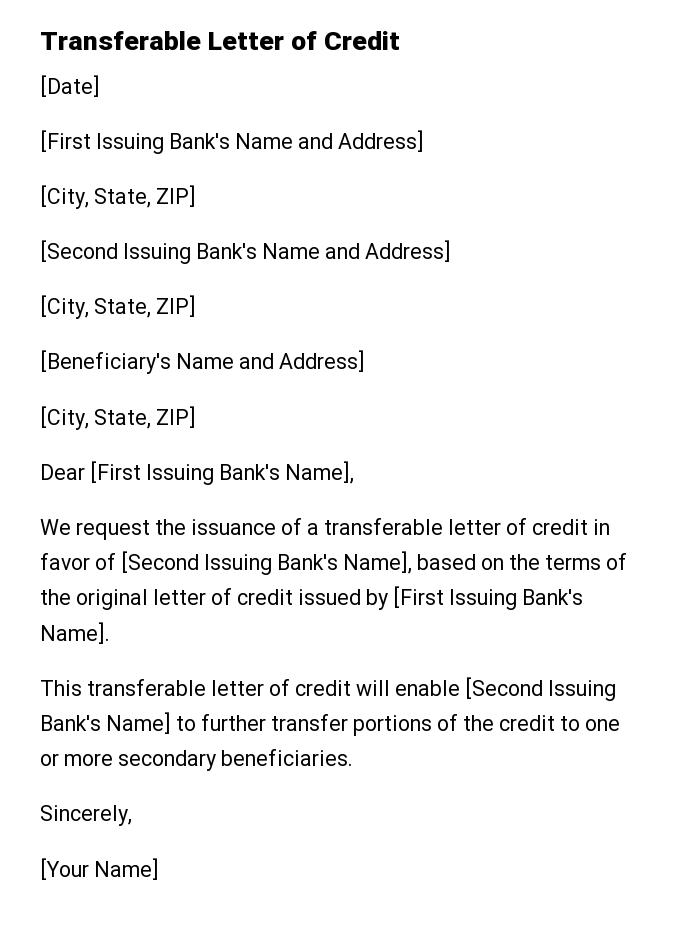 Transferable Letter of Credit