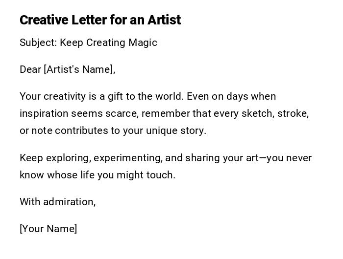 Creative Letter for an Artist Creative Letter for an Artist