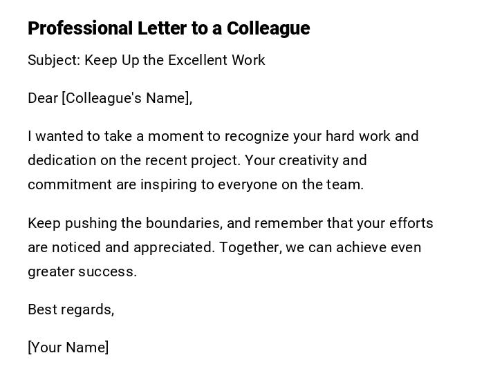 Professional Letter to a Colleague Professional Letter to a Colleague
