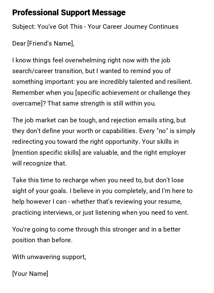 Professional Support Message