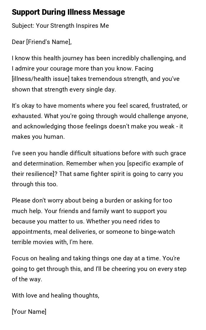 Support During Illness Message