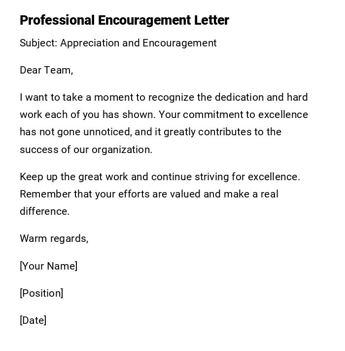 Professional Encouragement Letter