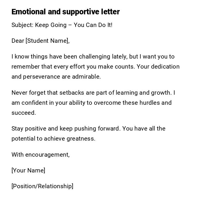 Emotional and supportive letter