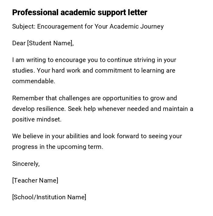 Professional academic support letter