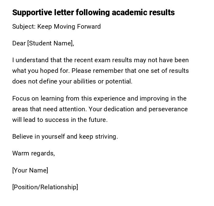 Supportive letter following academic results